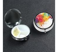 Pill Box Pill Case 3 Compartment Small Pill Organizer for Purse & Pocket Travel Pillbox Stains of Watercolor Paint Splatters Cute Medicine Organizer Pill Container Holder to Hold Vitamins Fish Oil