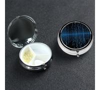 Pill Box Pill Case 3 Compartment Small Pill Organizer for Purse & Pocket Travel Pillbox The Blue Binary Matrix Cute Medicine Organizer Pill Container Holder to Hold Vitamins Fish Oil