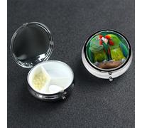 Pill Box Pill Case 3 Compartment Small Pill Organizer for Purse & Pocket Travel Pillbox Two Parrots Love Each Other Cute Medicine Organizer Pill Container Holder to Hold Vitamins Fish Oil