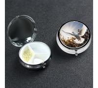 Pill Box Pill Case 3 Compartment Small Pill Organizer for Purse & Pocket Travel Pillbox White Dove Flying in The Sun Cute Medicine Organizer Pill Container Holder to Hold Vitamins Fish Oil