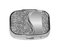 Pill Box, Pill Case Medicine Organizer Travel Pill Box Pill Organizer Pill Holder, Silver Faux Glitter Glam Bling