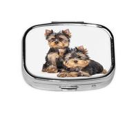 Pill Box, Pill Case Medicine Organizer Travel Pill Box Pill Organizer Pill Holder, Two Yorkshire Terrier Puppies