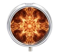 Pill Box Pill Container Beautiful Flame Pattern Printed Portable Medicine Pill Case Metal Travel Pill Box Vitamin Container 3 Compartment Medicine Case Medicine Storage to Hold Medication Vitamins
