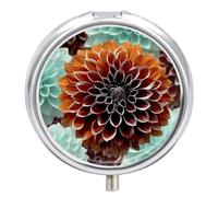 Pill Box Pill Container Dahlia Flower Printed Portable Medicine Pill Case Metal Travel Pill Box Vitamin Container 3 Compartment Medicine Case Medicine Storage to Hold Medication Vitamins