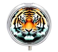 Pill Box Pill Container Little Fat Tiger Head Printed Portable Medicine Pill Case Metal Travel Pill Box Vitamin Container 3 Compartment Medicine Case Medicine Storage to Hold Medication Vitamins