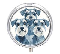 Pill Box Pill Container Three Small Dogs Printed Portable Medicine Pill Case Metal Travel Pill Box Vitamin Container 3 Compartment Medicine Case Medicine Storage to Hold Medication Vitamins