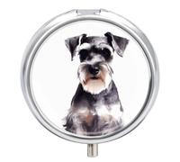 Pill Box Pill Container Well-Behaved Schnauzer Printed Portable Medicine Pill Case Metal Travel Pill Box Vitamin Container 3 Compartment Medicine Case Medicine Storage to Hold Medication Vitamins