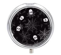 Pill Box Portable A Skeleton in A Spider Web Pill Case Cute Pill Organizer for Vitamins Supplements