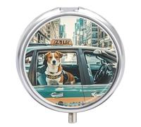 Pill Box Portable A Taxi Dog Pill Case Cute Pill Organizer for Vitamins Supplements