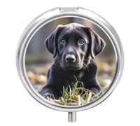 Pill Box Portable Black Labrador Puppy Pill Case Cute Pill Organizer for Vitamins Supplements