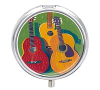 Pill Box Portable Color Acoustic and Guitars Pill Case Cute Pill Organizer for Vitamins Supplements