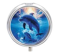 Pill Box Portable Cute Dolphins Pill Case Cute Pill Organizer for Vitamins Supplements