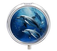 Pill Box Portable Cute Dolphins Pill Case Cute Pill Organizer for Vitamins Supplements