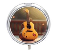 Pill Box Portable Cute Guitar Pill Case Cute Pill Organizer for Vitamins Supplements
