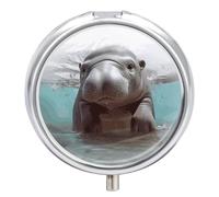 Pill Box Portable Cute Hippo Pill Case Cute Pill Organizer for Vitamins Supplements