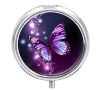 Pill Box Portable Cute Purple Butterfly Pill Case Cute Pill Organizer for Vitamins Supplements