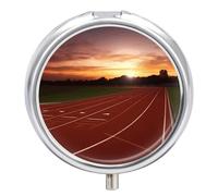 Pill Box Portable Dusk Running Track Pill Case Cute Pill Organizer for Vitamins Supplements