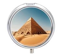 Pill Box Portable Egyptian Pyramid in Desert Pill Case Cute Pill Organizer for Vitamins Supplements
