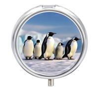 Pill Box Portable Five Penguins Pill Case Cute Pill Organizer for Vitamins Supplements
