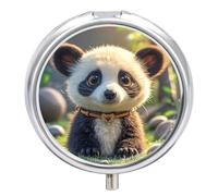 Pill Box Portable Foolish Cute Animal Pill Organizer Travel Pill Case for Pocket Or Purse Medicine Pill Container with Mirror 3 Compartments Daily Medicine Organizer