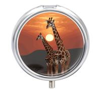 Pill Box Portable Giraffe at Sunset Pill Case Cute Pill Organizer for Vitamins Supplements