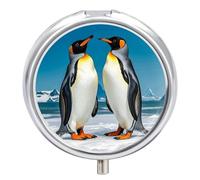 Pill Box Portable Happy Penguins Pill Case Cute Pill Organizer for Vitamins Supplements