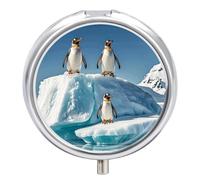Pill Box Portable Penguins On The Iceberg Pill Case Cute Pill Organizer for Vitamins Supplements