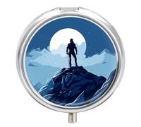 Pill Box Portable People on Top of Mountain Pill Case Cute Pill Organizer for Vitamins Supplements