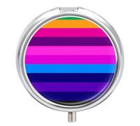 Pill Box Portable Pride Flag Vivid Color Pill Organizer Travel Pill Case for Pocket Or Purse Medicine Pill Container with Mirror 3 Compartments Daily Medicine Organizer