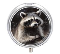 Pill Box Portable Raccoon Pill Case Cute Pill Organizer for Vitamins Supplements