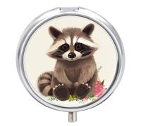 Pill Box Portable Raccoon Pill Case Cute Pill Organizer for Vitamins Supplements