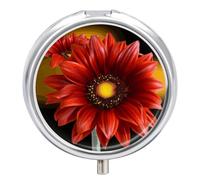 Pill Box Portable Red Sunflower Pill Case Cute Pill Organizer for Vitamins Supplements