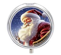 Pill Box Portable Santa Claus Pill Case Cute Pill Organizer for Vitamins Supplements