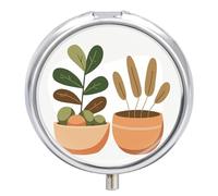 Pill Box Portable Two Potted Plants Pill Case Cute Pill Organizer for Vitamins Supplements