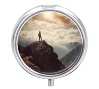 Pill Box Portable Woman on A Top Mountain Pill Case Cute Pill Organizer for Vitamins Supplements