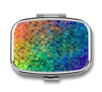 Pill Box Rainbow Triangle Travel Pill Organizer 2-Compartment Portable Medicine Case with Mirror Design for Vitamins, Jewelry & Essentials Durable Pocket Pillbox for Purse, Camping