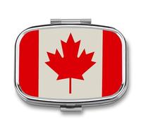 Pill Box Retro Canada Flag Pattern Travel Pill Organizer 2-Compartment Portable Medicine Case with Mirror Design for Vitamins, Jewelry & Essentials Durable Pocket Pillbox for Purse, Camping