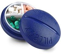 Pill Box Round for Travel - Mini Compact Portable 4 Compartment Pills Case Organizer, Vitamin and Medication Dispenser Holder for Up to 4 Times A Day, BPA Free Pill Reminder by MEDca