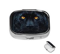 Pill Box Small Medicine Organizer with 2 Compartments Animal Panther Pill Case for Pocket or Purse Mini Metal Pill Holder Portable Travel Pill Container to Hold Supplements Vitamins