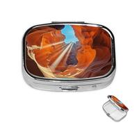 Pill Box Small Medicine Organizer with 2 Compartments Antelope Canyon Pill Case for Pocket or Purse Mini Metal Pill Holder Portable Travel Pill Container to Hold Supplements Vitamins