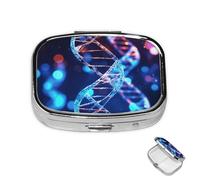 Pill Box Small Medicine Organizer with 2 Compartments DNA Genetic Helix Pill Case for Pocket or Purse Mini Metal Pill Holder Portable Travel Pill Container to Hold Supplements Vitamins