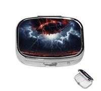Pill Box Small Medicine Organizer with 2 Compartments Lightning Under Football Pill Case for Pocket or Purse Mini Metal Pill Holder Portable Travel Pill Container to Hold Supplements Vitamins