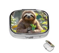 Pill Box Small Medicine Organizer with 2 Compartments Sloth My Spirit Animal Pill Case for Pocket or Purse Mini Metal Pill Holder Portable Travel Pill Container to Hold Supplements Vitamins