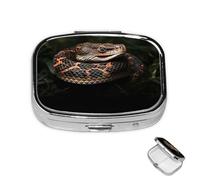 Pill Box Small Medicine Organizer with 2 Compartments Snake Pill Case for Pocket or Purse Mini Metal Pill Holder Portable Travel Pill Container to Hold Supplements Vitamins