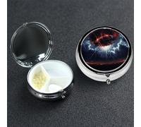 Pill Box Small Medicine Organizer with 3 Compartments Lightning Under Football Pill Case for Pocket or Purse Mini Metal Pills Holder Portable Travel Pills Container to Hold Supplements Vitamins