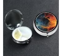 Pill Box Small Medicine Organizer with 3 Compartments Nebula Image Pill Case for Pocket or Purse Mini Metal Pills Holder Portable Travel Pills Container to Hold Supplements Vitamins