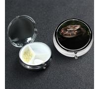 Pill Box Small Medicine Organizer with 3 Compartments Snake Pill Case for Pocket or Purse Mini Metal Pills Holder Portable Travel Pills Container to Hold Supplements Vitamins