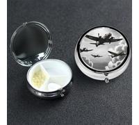 Pill Box Small Medicine Organizer with 3 Compartments World War Pill Case for Pocket or Purse Mini Metal Pills Holder Portable Travel Pills Container to Hold Supplements Vitamins