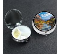Pill Box Small Medicine Organizer with 3 Compartments Zion National Park Pill Case for Pocket or Purse Mini Metal Pills Holder Portable Travel Pills Container to Hold Supplements Vitamins