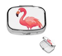 Pill Box Small Pill Case 2 Compartment Cute Medicine Organizer Cartoon Flamingo Travel Pillbox Portable Pill Container Holder Vitamin Organizer to Hold Fish Oils Supplements